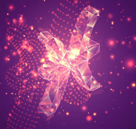3d vector symbol on a pink background, exploded crystalのイラスト素材