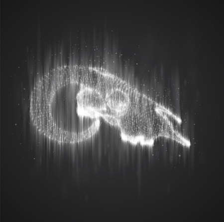 vector bull skull made of white blots of paint and inkのイラスト素材