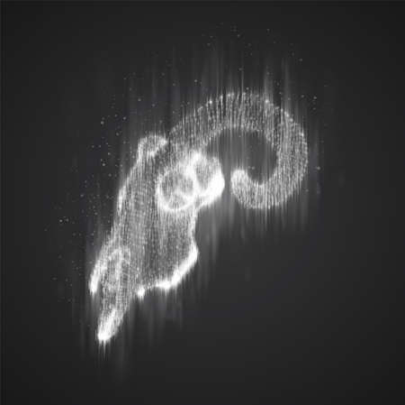 vector bull skull made of white blots of paint and inkのイラスト素材