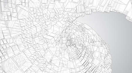 vector geometric background. abstract square shapes and bendsのイラスト素材