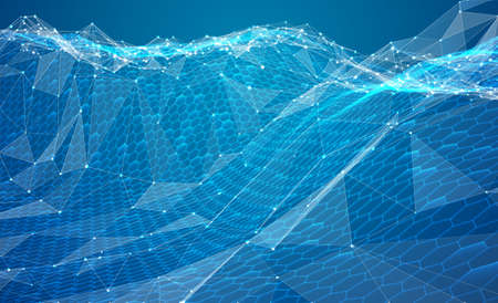 abstract vector background with hexagons. landscape and landscape of the virtual world. 3d designのイラスト素材