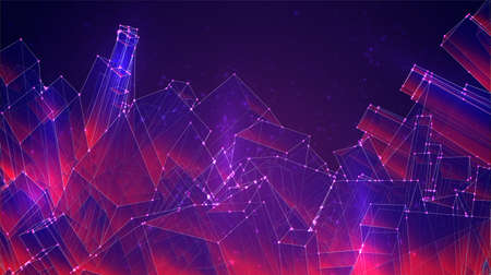 vector geometric background of cubes and squares in purple and pink colors