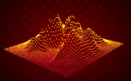 Vector abstract info graphic in the form of a mountain. bright glowing design element.のイラスト素材