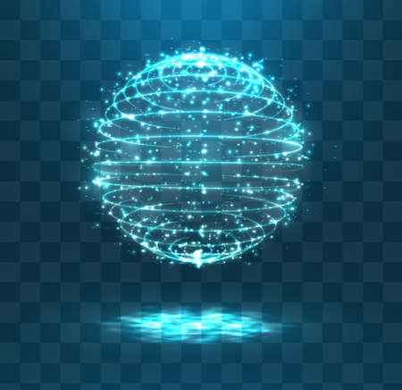 a volume luminous sphere on a dark background. abstract vector object. virtual ball hanging in the airのイラスト素材