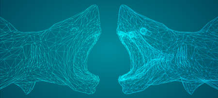 vector 3d shark from a triangular grid. predator on blue background