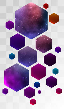 Hexagonal honeycomb with a palette of flowers. space backgrounds. vector designのイラスト素材