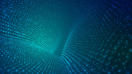 Abstract background of bright glowing particles and paths. vector illustrationのイラスト素材