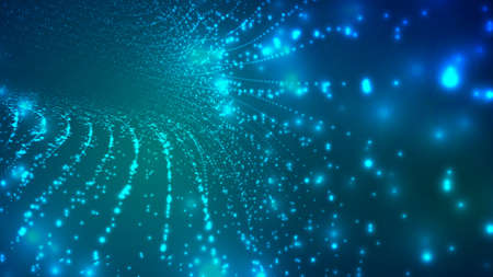 Abstract background of bright glowing particles and paths. vector illustrationのイラスト素材