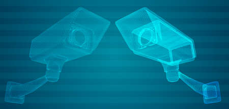 set of vector images. CCTV camera for building and street security