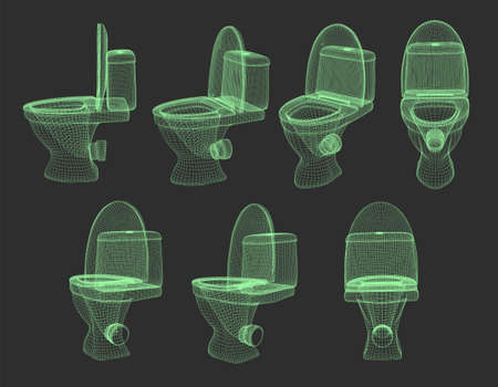 3d vector white toilet with cistern. ready element for the design of advertising plumbingのイラスト素材