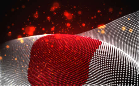 Vector bright glowing country flag of abstract dots. Japanのイラスト素材