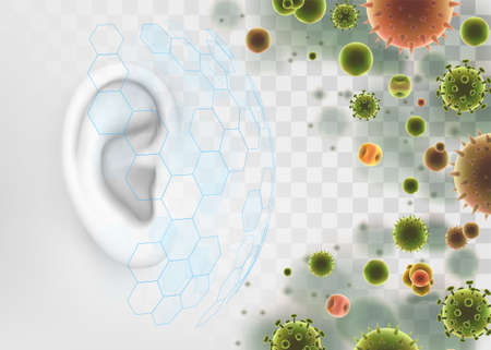 vector human ear. hearing treatment, therapy and prevention