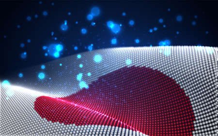 Vector bright glowing country flag of abstract dots. Japanのイラスト素材