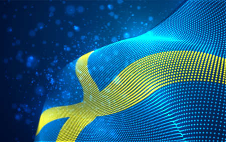 Vector bright glowing country flag of abstract dots.Swedenのイラスト素材