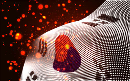 Vector bright glowing country flag of abstract dots. Koreaのイラスト素材