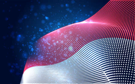 Vector bright glowing country flag of abstract dots. Monacoのイラスト素材