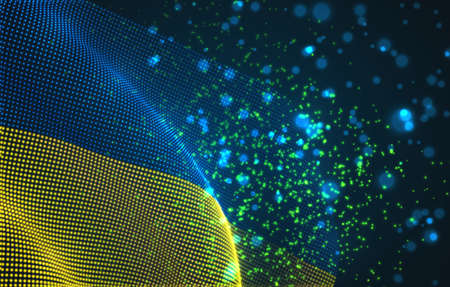 Vector bright glowing country flag of abstract dots. Ukraineのイラスト素材