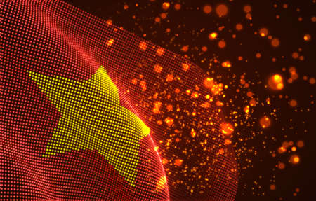 Vector bright glowing country flag of abstract dots. Vietnamのイラスト素材