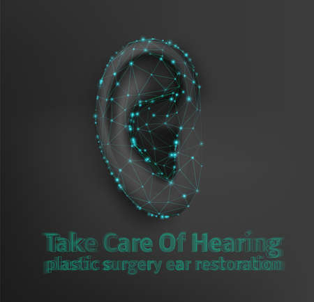 vector human ear. hearing treatment, plastic surgery, implantationのイラスト素材