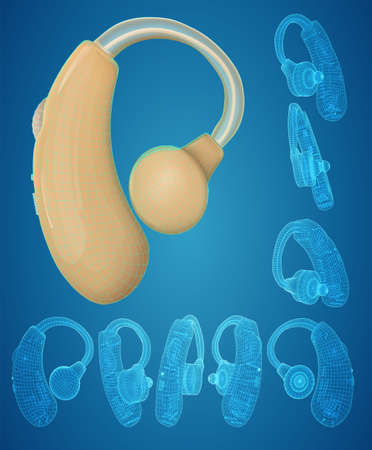 Vector hearing aid, hearing restoration, deaf careのイラスト素材