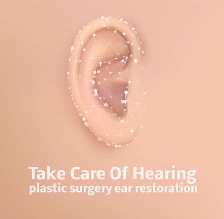 vector human ear. hearing treatment, plastic surgery, implantationのイラスト素材