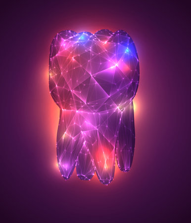 vector 3d tooth for dental medicine. on a pink backgroundのイラスト素材