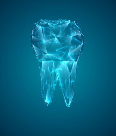 vector 3d tooth for dental medicine. on a blue backgroundのイラスト素材