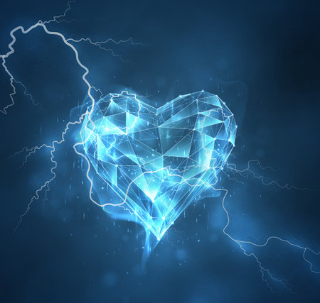 vector heart and thunderbolt. the passion of the elements, the wrath of the stormのイラスト素材