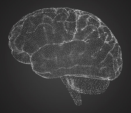 3D vector cyber brain. neural network mega-data processing, template interface design on a black background.のイラスト素材