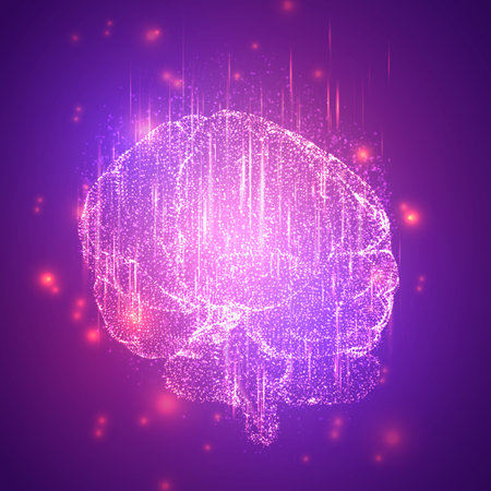3D vector cyber brain. neural network mega-data processing, template interface design on a color background.のイラスト素材