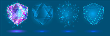 vector crystal. power and energy of the elements. blue, violet, neon glow.のイラスト素材