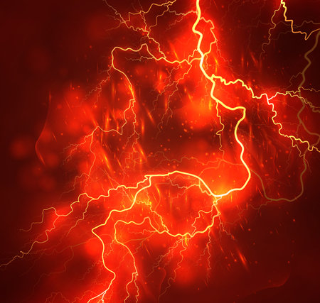 A bright lightning in the dark sky. Vector imageのイラスト素材