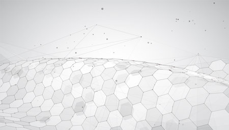 abstract vector background with hexagons. landscape of the virtual world. 3d designのイラスト素材