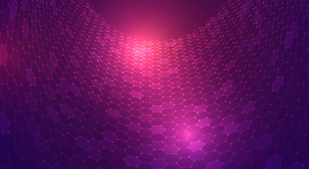 abstract vector background with hexagons. landscape and landscape of the virtual world. 3d designのイラスト素材