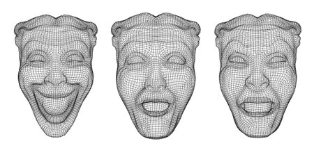 three vector masks of theatrical emotions isolated on white backgroundのイラスト素材