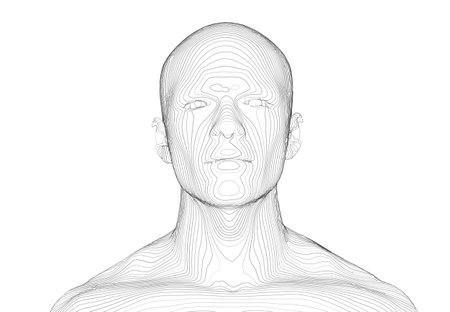 male vector portrait of abstract linesのイラスト素材