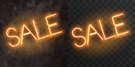 vector set of figure shaped neon lamps against a dark wall backgroundのイラスト素材
