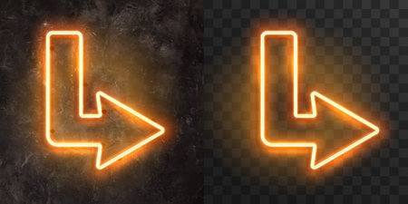 vector set of figure shaped neon lamps against a dark wall backgroundのイラスト素材