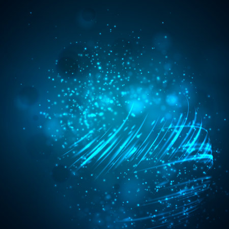 a bright blue colored energy stream swirling against a dark background. vector abstract conceptのイラスト素材