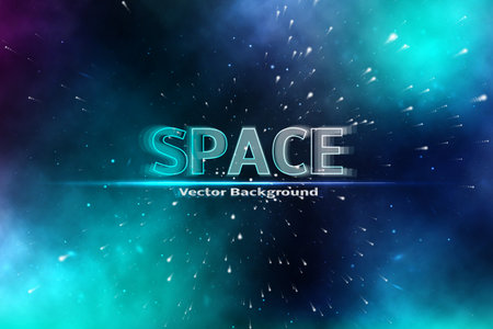 vector background of an infinite space with stars, galaxies, nebulae. bright oil stains and blots with white dotsのイラスト素材