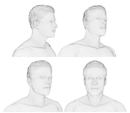 vector 3d man, portrait, set of four peopleのイラスト素材