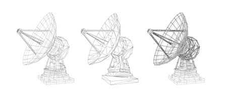 vector set. Radio antenna. astronomy and space researchのイラスト素材