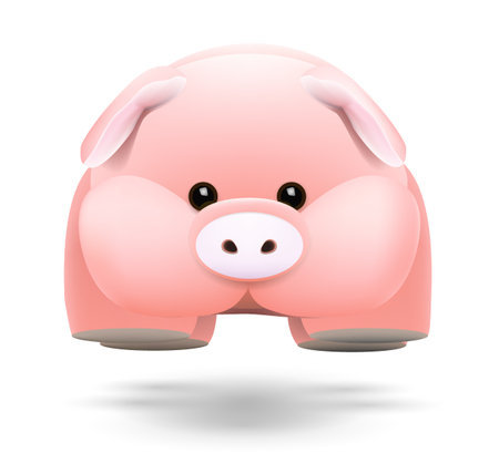 vector pink pig isolated on white backgroundのイラスト素材