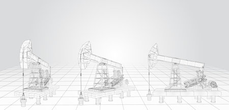 oil derrick. vector 3d object. mining of minerals.のイラスト素材