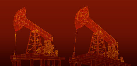oil derrick. vector 3d object. mining of minerals.のイラスト素材