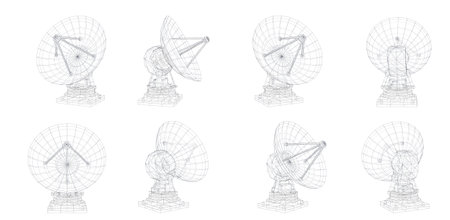 vector set. Radio antenna. astronomy and space researchのイラスト素材