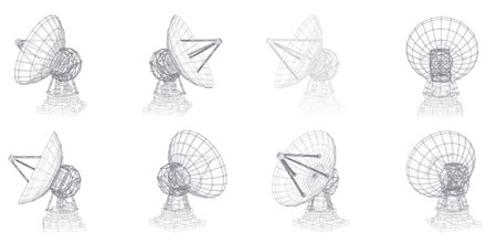vector set. Radio antenna. astronomy and space researchのイラスト素材