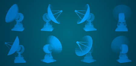 vector set. Radio antenna. astronomy and space researchのイラスト素材