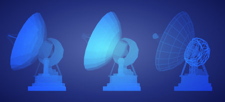 vector set. Radio antenna. astronomy and space researchのイラスト素材