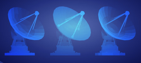 vector set. Radio antenna. astronomy and space researchのイラスト素材